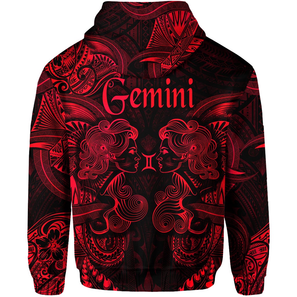 Gemini Zodiac Polynesian Hoodie Unique Style Red LT8 - Wonder Print Shop