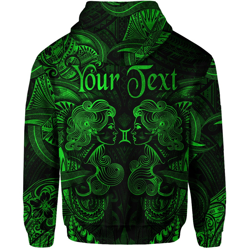 Custom Gemini Zodiac Polynesian Hoodie Unique Style Green LT8 - Wonder Print Shop