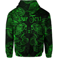 Custom Gemini Zodiac Polynesian Hoodie Unique Style Green LT8 - Wonder Print Shop