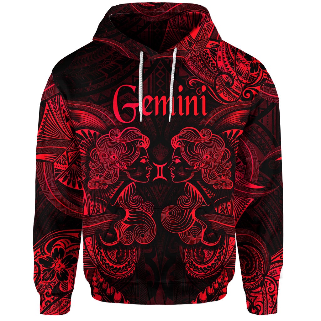 Gemini Zodiac Polynesian Hoodie Unique Style Red LT8 - Wonder Print Shop