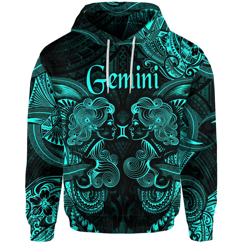Gemini Zodiac Polynesian Hoodie Unique Style Turquoise LT8 - Wonder Print Shop