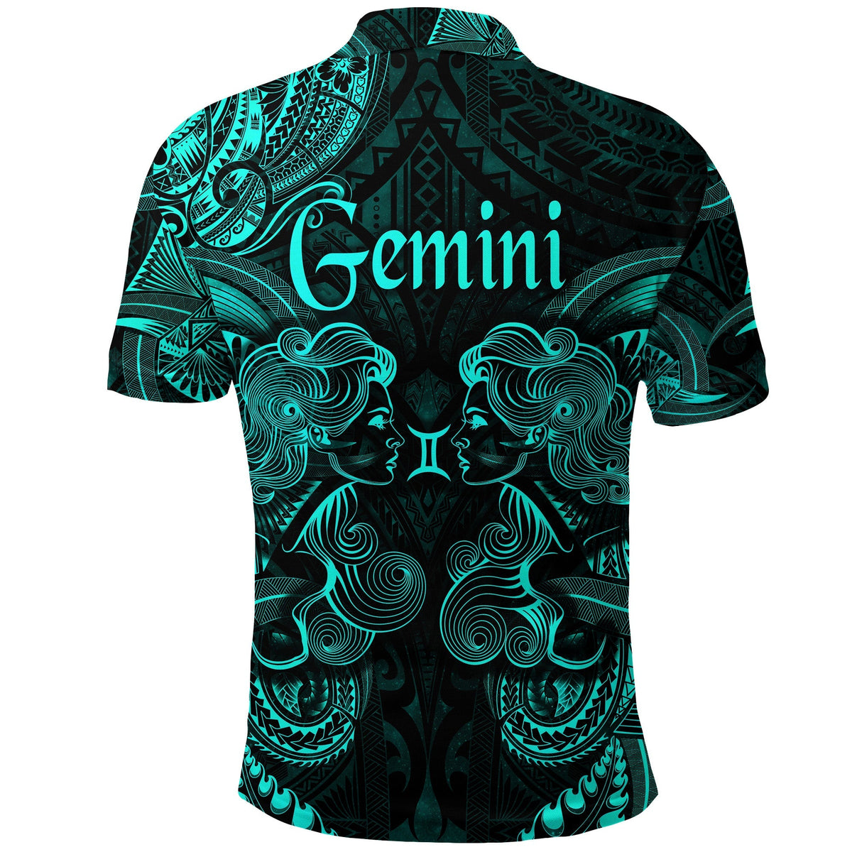 Gemini Zodiac Polynesian Polo Shirt Unique Style Turquoise LT8 - Wonder Print Shop