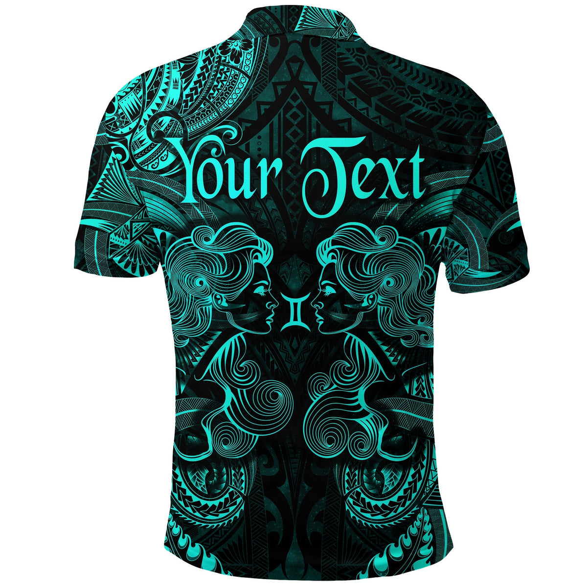 Custom Gemini Zodiac Polynesian Polo Shirt Unique Style Turquoise LT8 - Wonder Print Shop