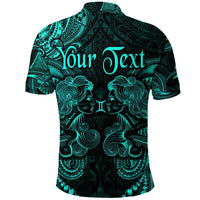 Custom Gemini Zodiac Polynesian Polo Shirt Unique Style Turquoise LT8 - Wonder Print Shop