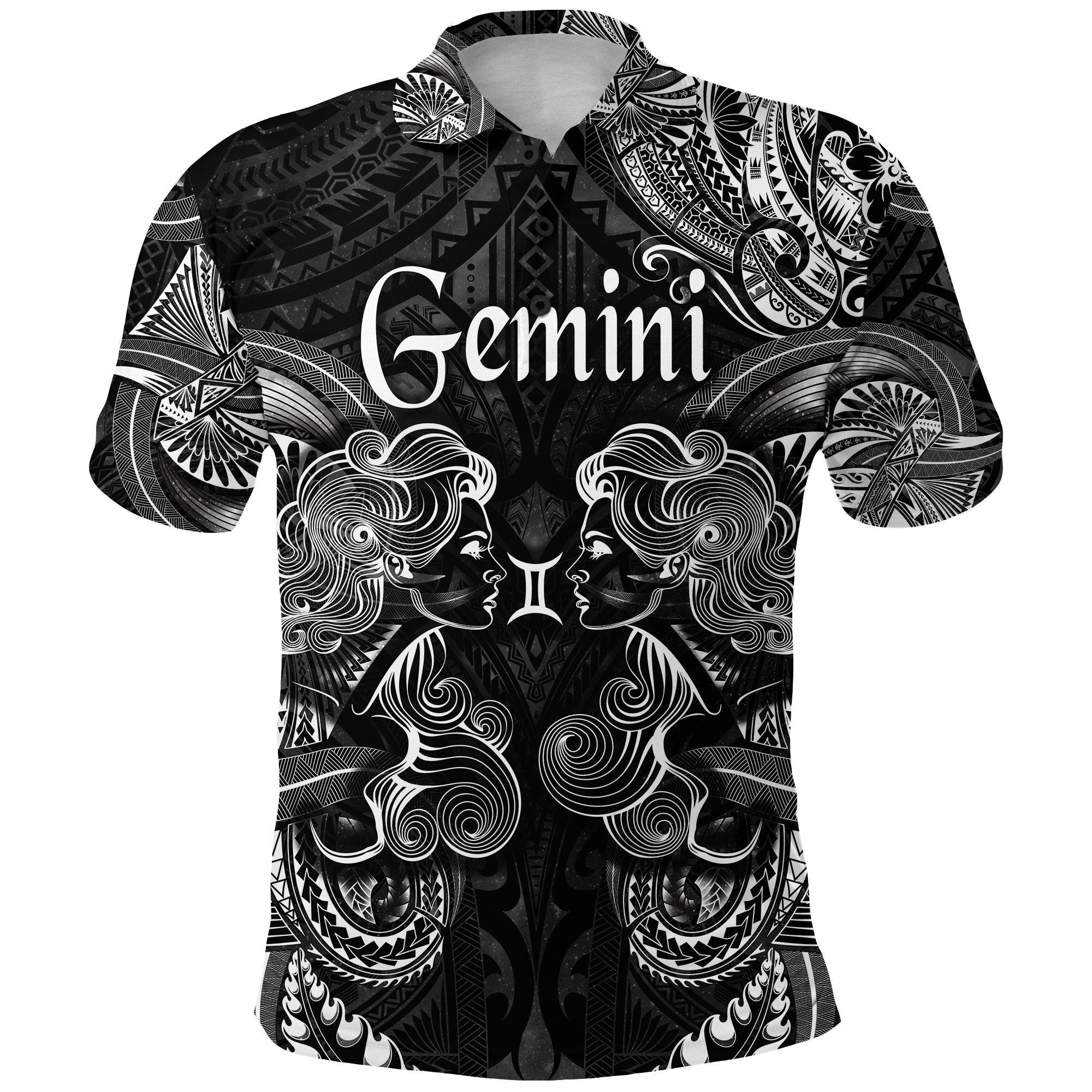 Gemini Zodiac Polynesian Polo Shirt Unique Style Black LT8 - Wonder Print Shop
