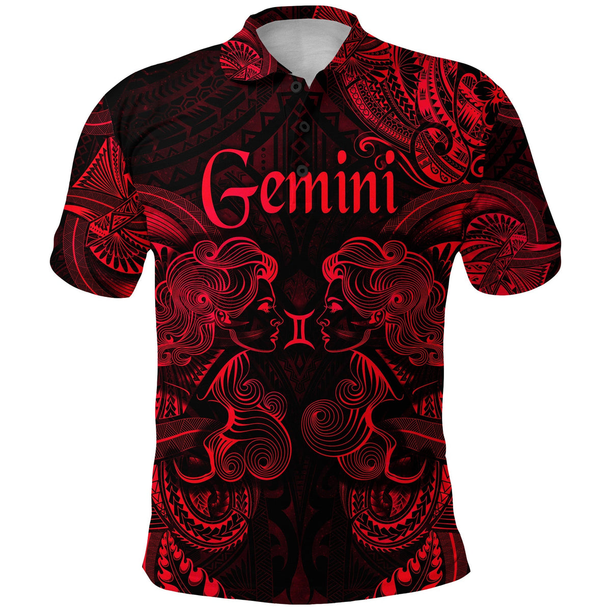 Custom Gemini Zodiac Polynesian Polo Shirt Unique Style Red LT8 - Wonder Print Shop