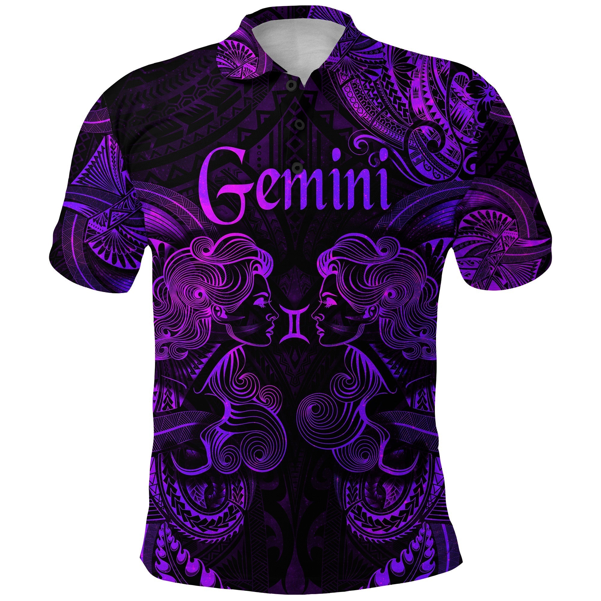 Gemini Zodiac Polynesian Polo Shirt Unique Style Purple LT8 - Wonder Print Shop