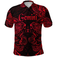 Gemini Zodiac Polynesian Polo Shirt Unique Style Red LT8 - Wonder Print Shop
