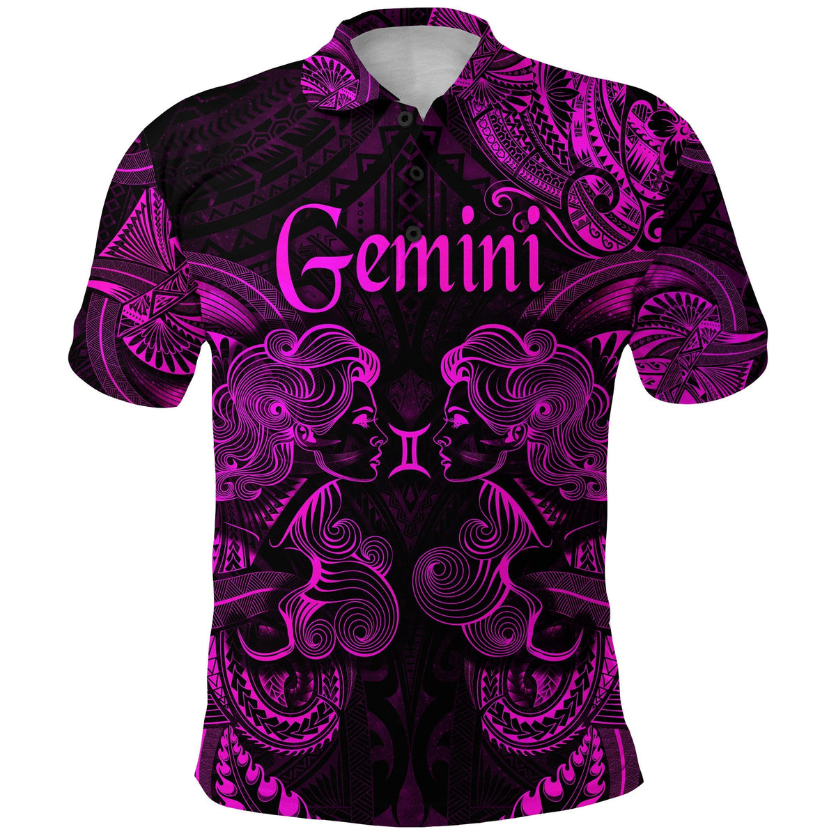 Custom Gemini Zodiac Polynesian Polo Shirt Unique Style Pink LT8 - Wonder Print Shop