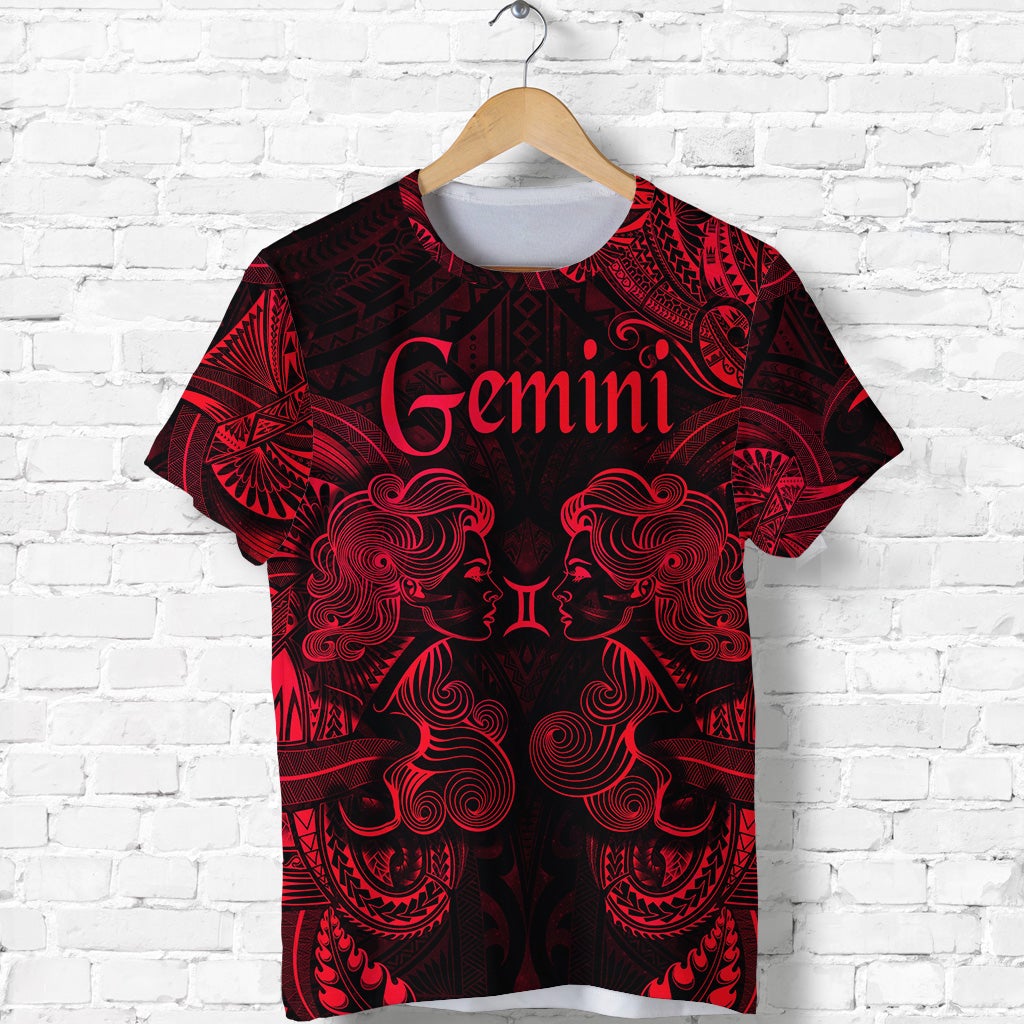 Custom Gemini Zodiac Polynesian T Shirt Unique Style Red LT8 - Wonder Print Shop