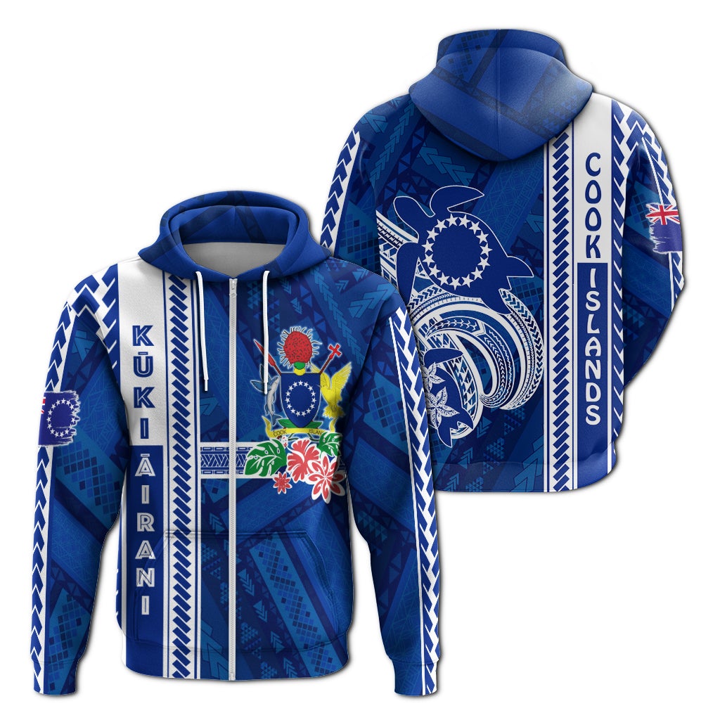 Cook Islands Turtle With Polynesian Geometrical Pattern Zip Up Hoodie - Wonder Print Shop