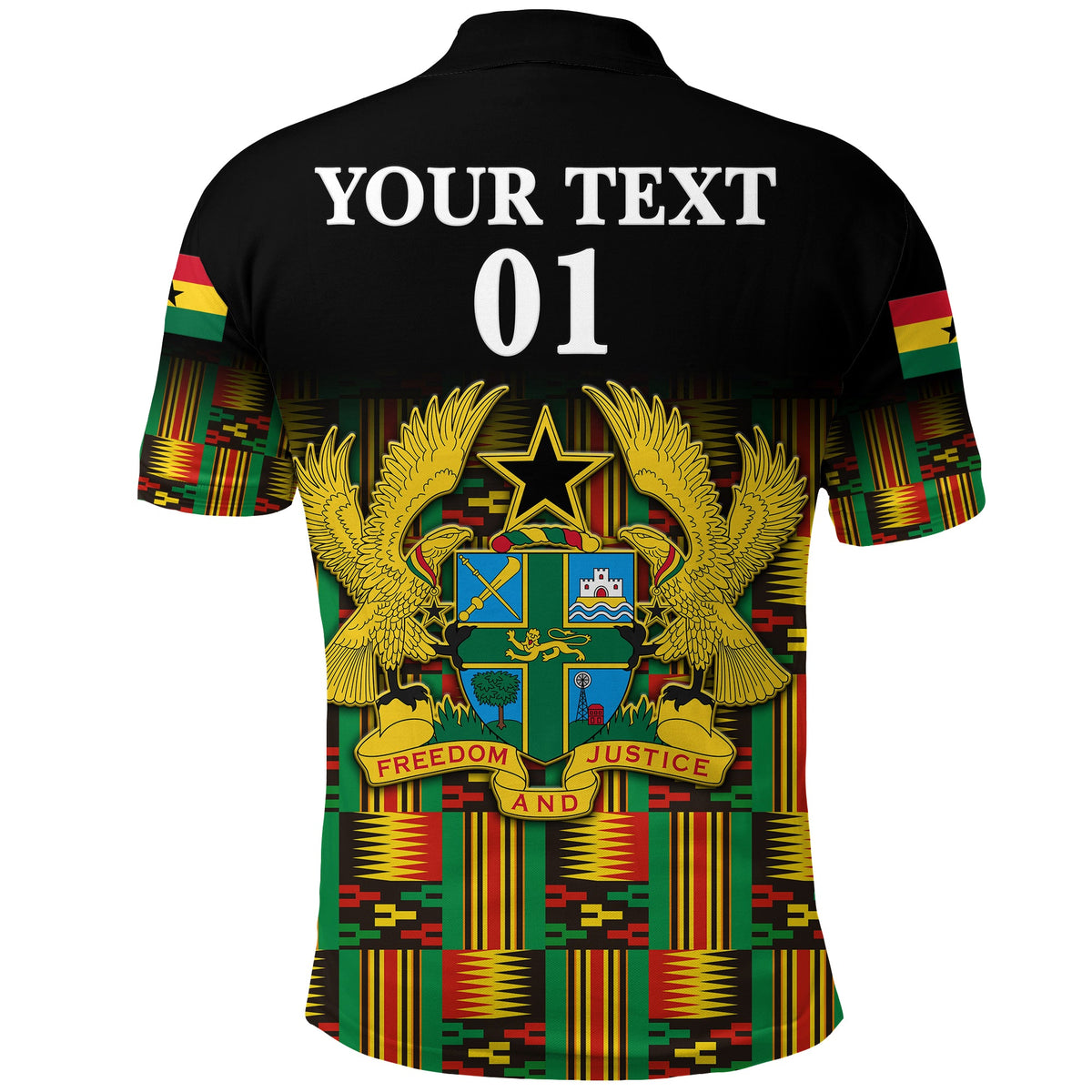 Custom Ghana Polo Shirt Coat Of Arms Kente Pride LT8 - Wonder Print Shop