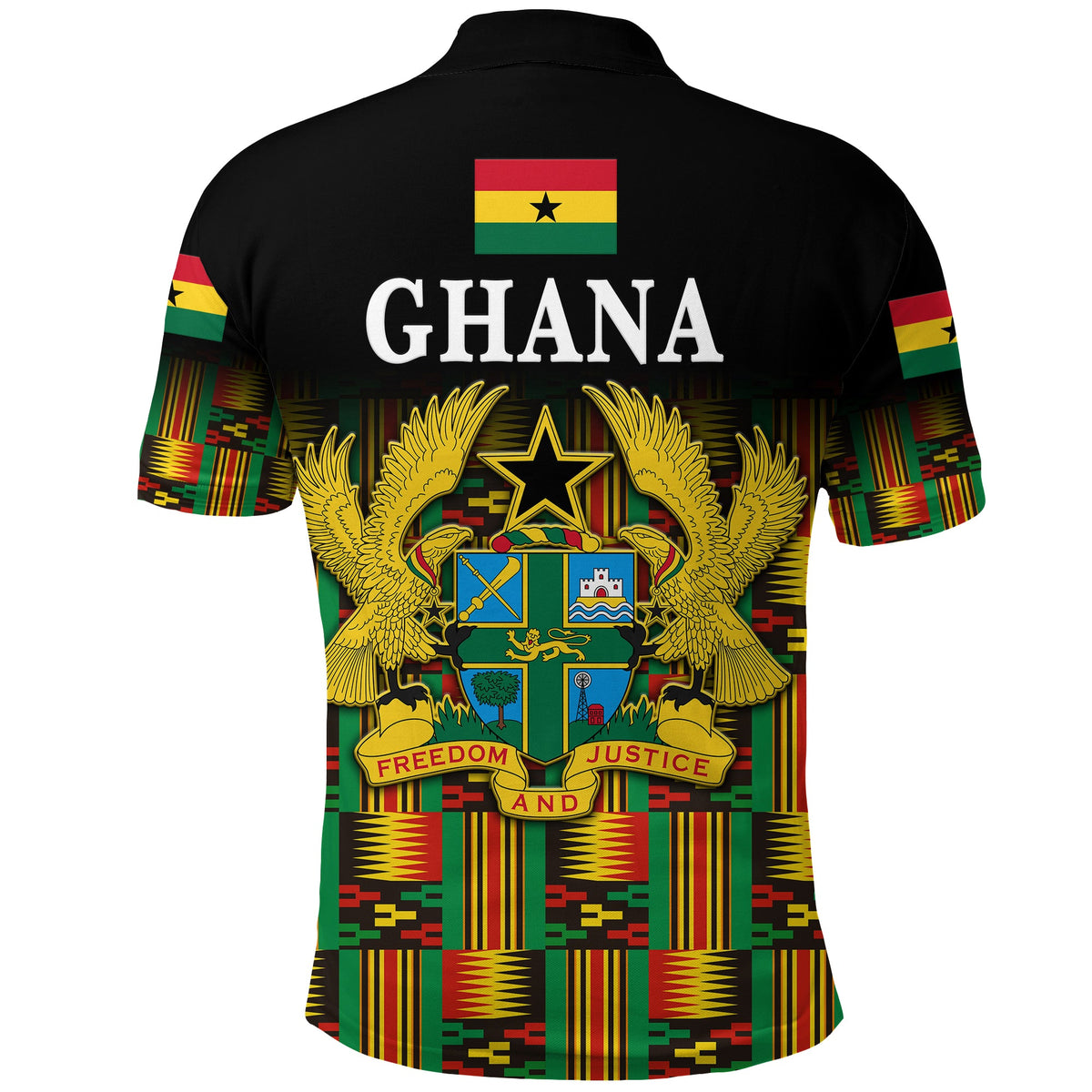 Ghana Polo Shirt Coat Of Arms Kente Pride LT8 - Wonder Print Shop
