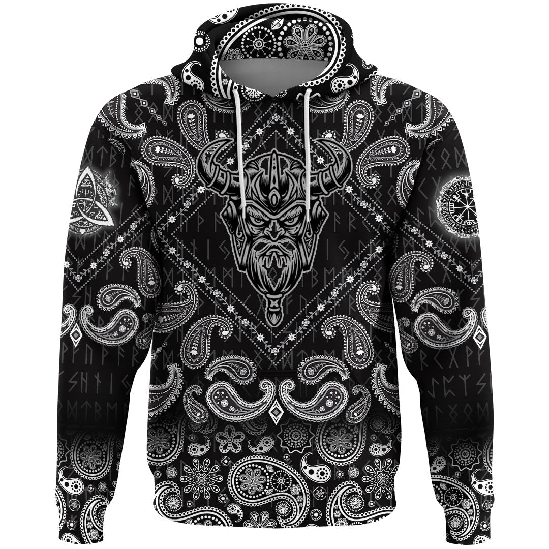 Viking Hoodie God Odin Helmet with Bandana Paisley Style RLT12 - Wonder Print Shop