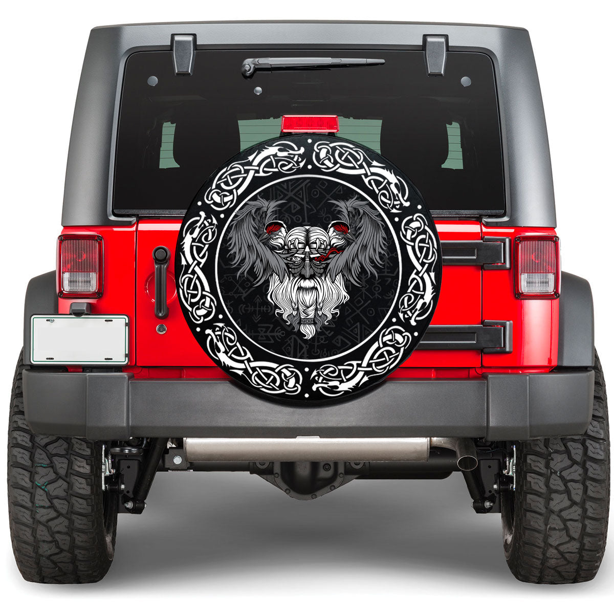Viking God Odin With Two Ravens Viking Spare Tire Cover RLT12 - Wonder Print Shop
