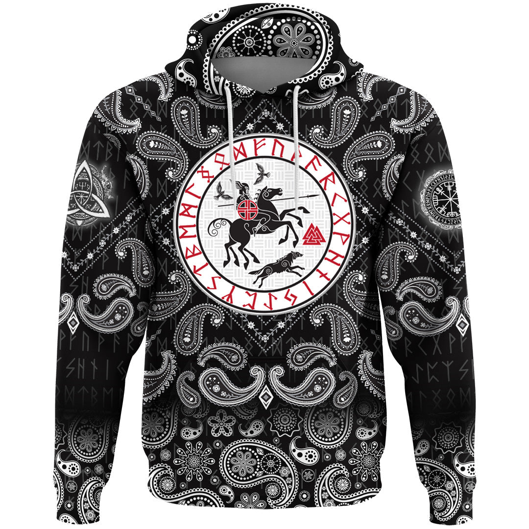 Viking Hoodie God Wotan with Bandana Paisley Style RLT12 - Wonder Print Shop