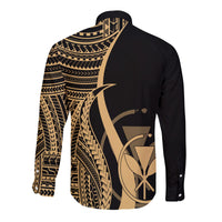 Hawaii Long Sleeves Button Shirts - Gold Polynesian Tentacle Tribal Pattern - Wonder Print Shop