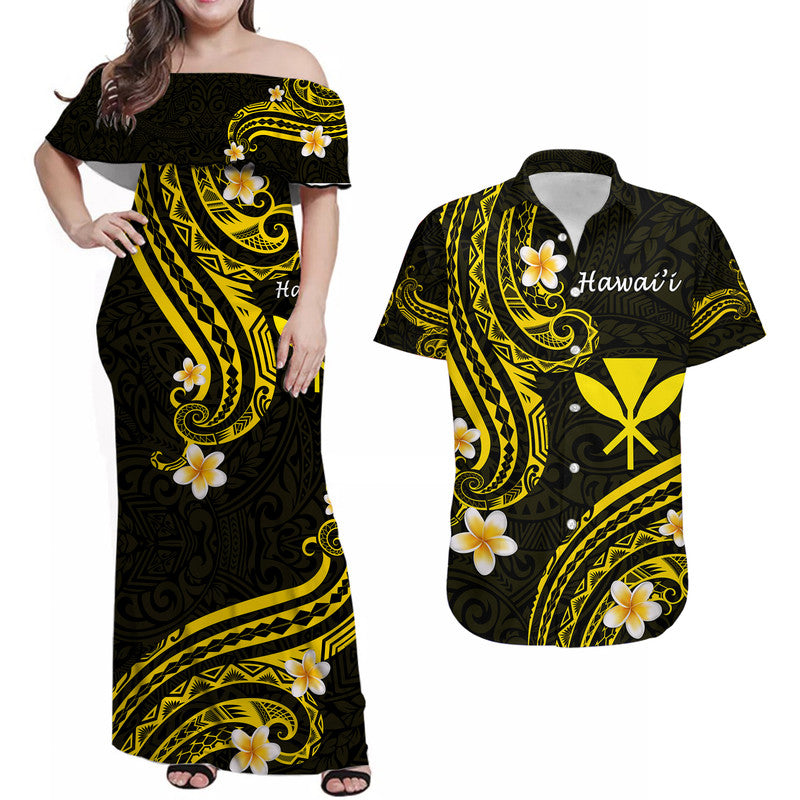 Hawaii Matching Hawaiian Shirt And Dress Gold Polynesian Line Style LT9 - Wonder Print Shop