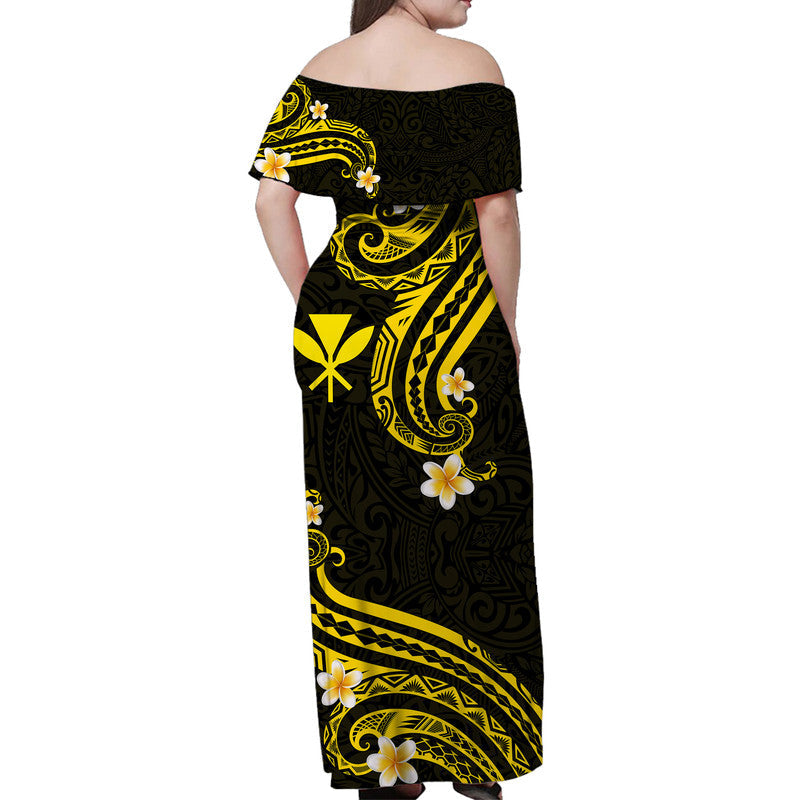 hawaii-women-off-shoulder-long-dress-gold-polynesian-line-style