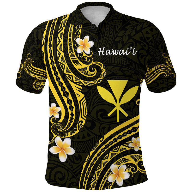 Hawaii Polo Shirt Gold Polynesian Line Style - Wonder Print Shop