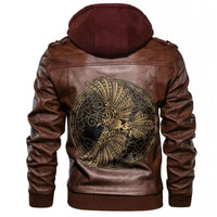 Viking Golden Odin's Celtic Raven Leather Jacket RLT12 - Wonder Print Shop
