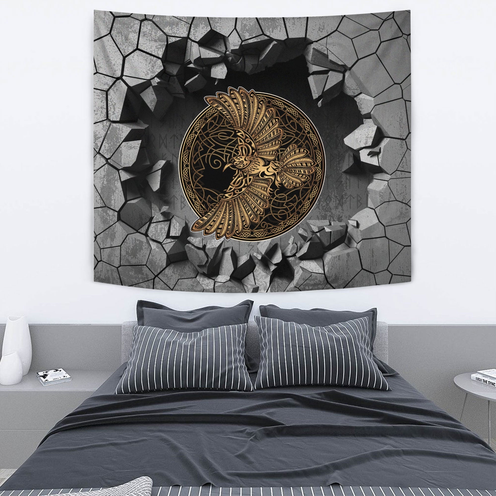 Viking Tapestry - God Odin With Two Ravens Tapestry RLT12 - Wonder Print Shop