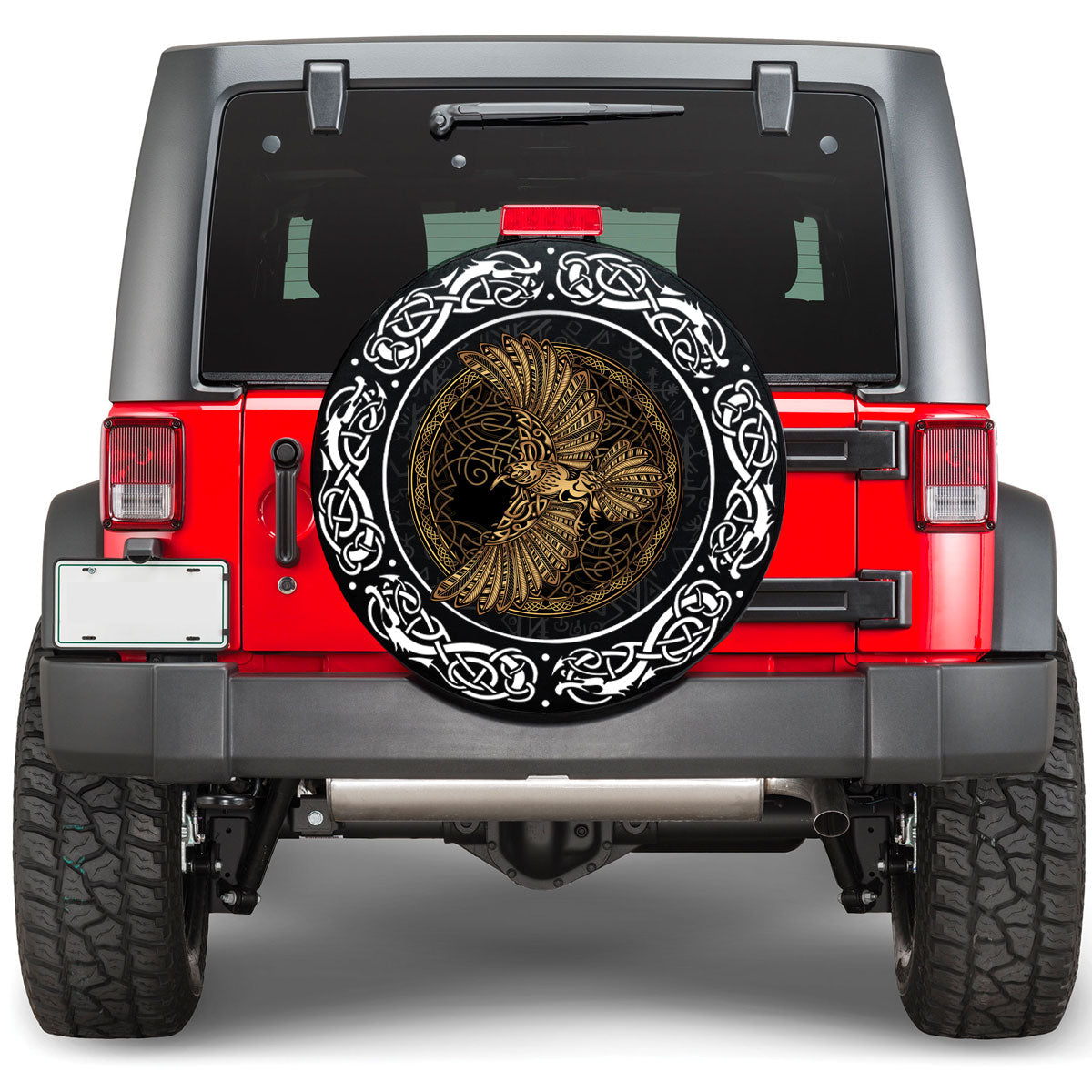 Viking Golden Odin's Celtic Raven Viking Spare Tire Cover RLT12 - Wonder Print Shop