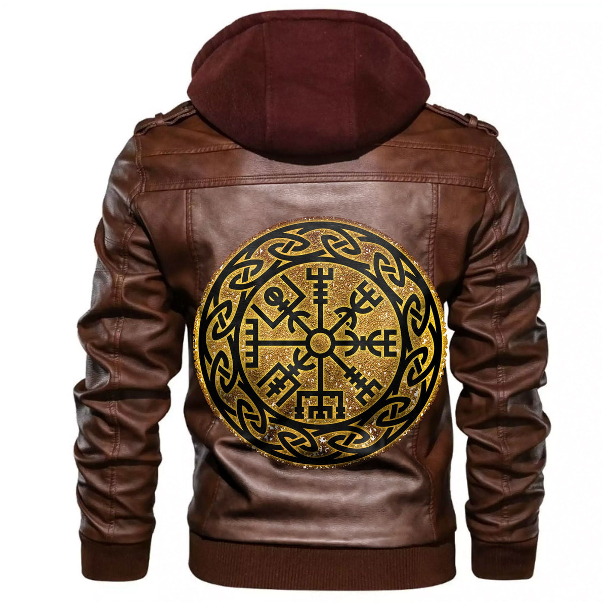 Viking Golden Vegvisir Leather Jacket RLT12 - Wonder Print Shop