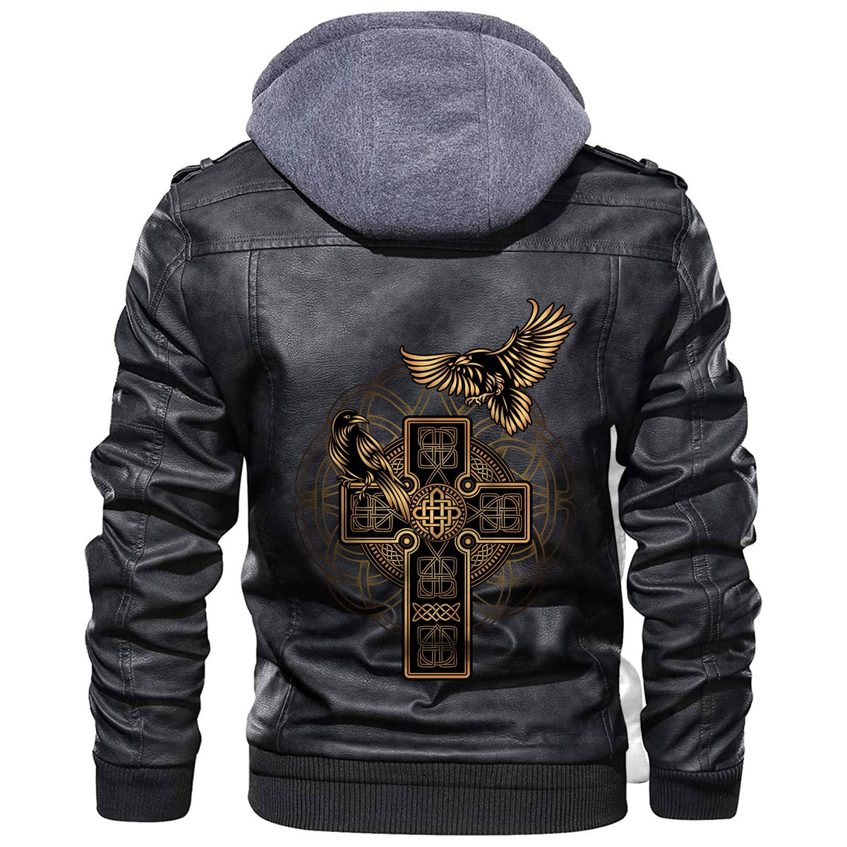 Viking Golden Reven Cross Leather Jacket RLT12 - Wonder Print Shop