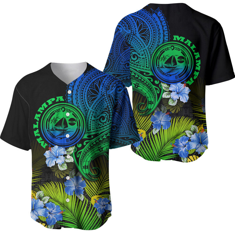 Vanuatu Malampa Province Baseball Jersey Hibiscus Tribal Polynesian Tattoo Ver Gradient LT9 - Wonder Print Shop