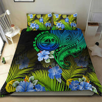 Vanuatu Malampa Province Bedding Set Hibiscus Tribal Polynesian Tattoo Ver Gradient LT9 - Wonder Print Shop