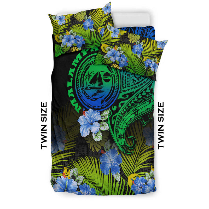 Vanuatu Malampa Province Bedding Set Hibiscus Tribal Polynesian Tattoo Ver Gradient LT9 - Wonder Print Shop