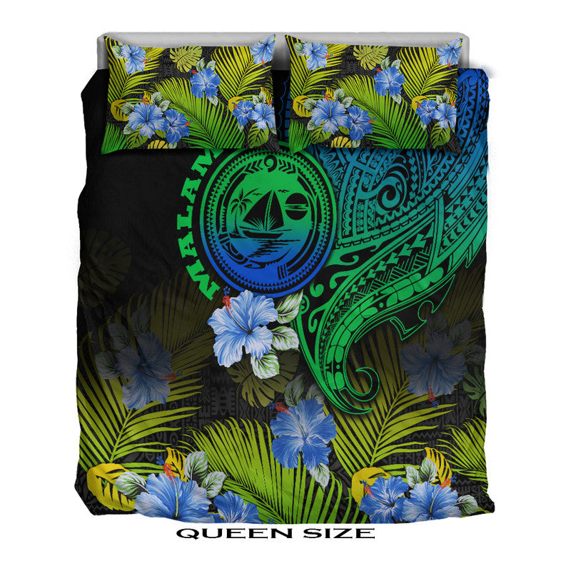 Vanuatu Malampa Province Bedding Set Hibiscus Tribal Polynesian Tattoo Ver Gradient LT9 - Wonder Print Shop