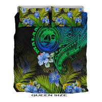 Vanuatu Malampa Province Bedding Set Hibiscus Tribal Polynesian Tattoo Ver Gradient LT9 - Wonder Print Shop