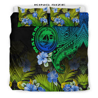 Vanuatu Malampa Province Bedding Set Hibiscus Tribal Polynesian Tattoo Ver Gradient LT9 - Wonder Print Shop