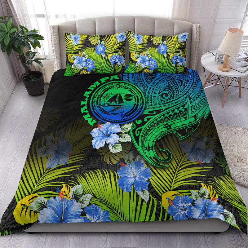 Vanuatu Malampa Province Bedding Set Hibiscus Tribal Polynesian Tattoo Ver Gradient LT9 - Wonder Print Shop
