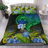 Vanuatu Malampa Province Bedding Set Hibiscus Tribal Polynesian Tattoo Ver Gradient LT9 - Wonder Print Shop