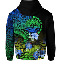 Vanuatu Malampa Province Hoodie Hibiscus Tribal Polynesian Tattoo Ver Gradient - Wonder Print Shop