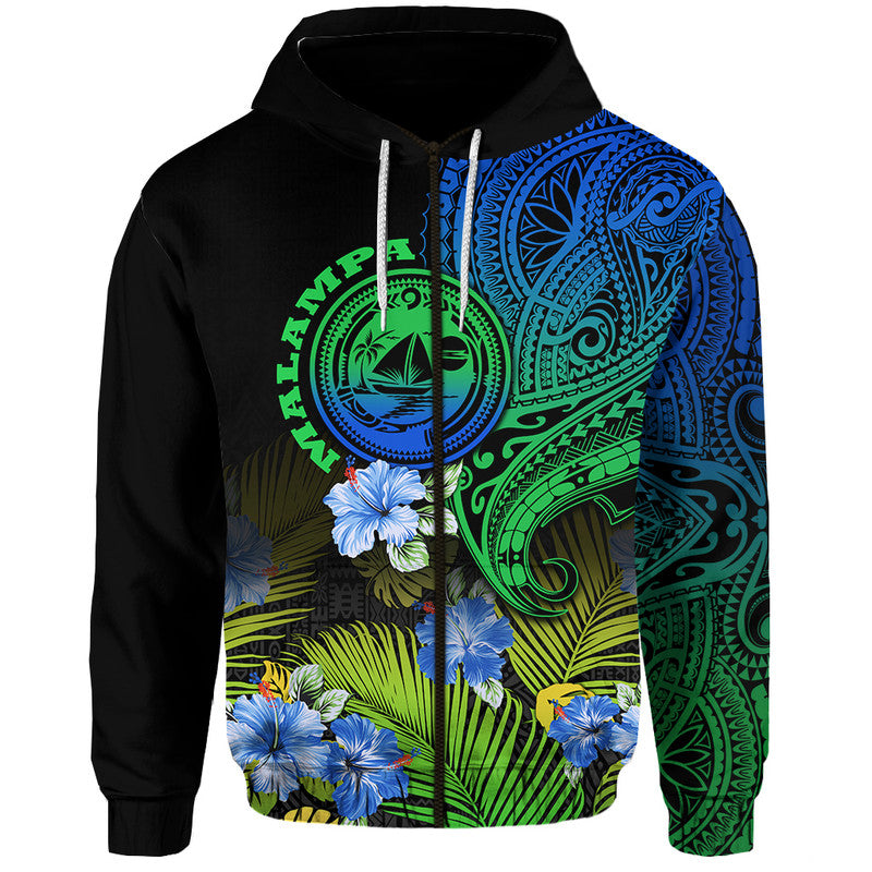 Custom Personalised Malampa Province Vanuatu Hoodie Hibiscus Tribal Polynesian Tattoo Ver Gradient - Wonder Print Shop