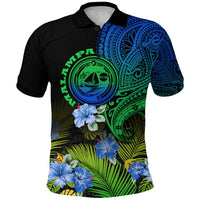 Malampa Province Vanuatu Polo Shirt Hibiscus Tribal Polynesian Tattoo Ver Gradient - Wonder Print Shop
