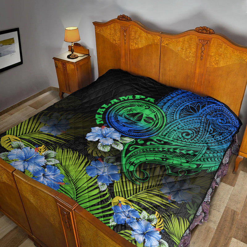 Vanuatu Malampa Province Premium Quilt Hibiscus Tribal Polynesian Tattoo Ver Gradient - Wonder Print Shop