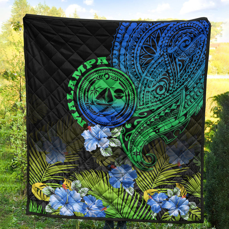 Vanuatu Malampa Province Premium Quilt Hibiscus Tribal Polynesian Tattoo Ver Gradient - Wonder Print Shop