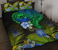 Vanuatu Malampa Province Quilt Bed Set Hibiscus Tribal Polynesian Tattoo Ver Gradient - Wonder Print Shop