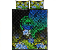 Vanuatu Malampa Province Quilt Bed Set Hibiscus Tribal Polynesian Tattoo Ver Gradient - Wonder Print Shop