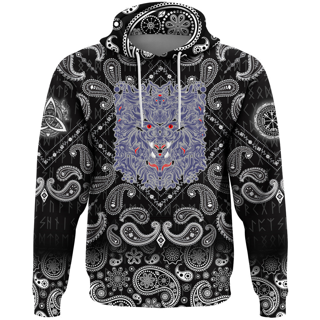 Viking Hoodie Graphic Of Art with Bandana Paisley Style RLT12 - Wonder Print Shop
