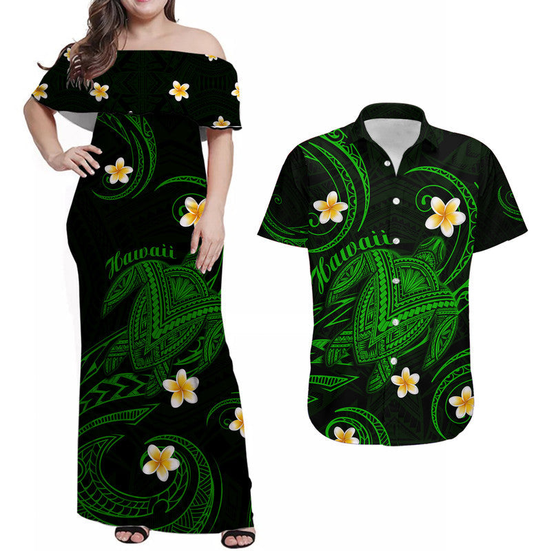 Hawaii Matching Hawaiian Shirt And Dress Hawaiian Turtle Plumeria Mixed Polynesian Green Style LT9 - Wonder Print Shop