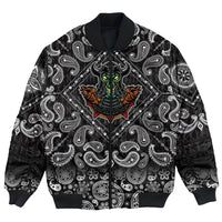 Viking Bomber Jacket Green Demon With Horn Metal Helmet with Bandana Paisley Style RLT12 - Wonder Print Shop