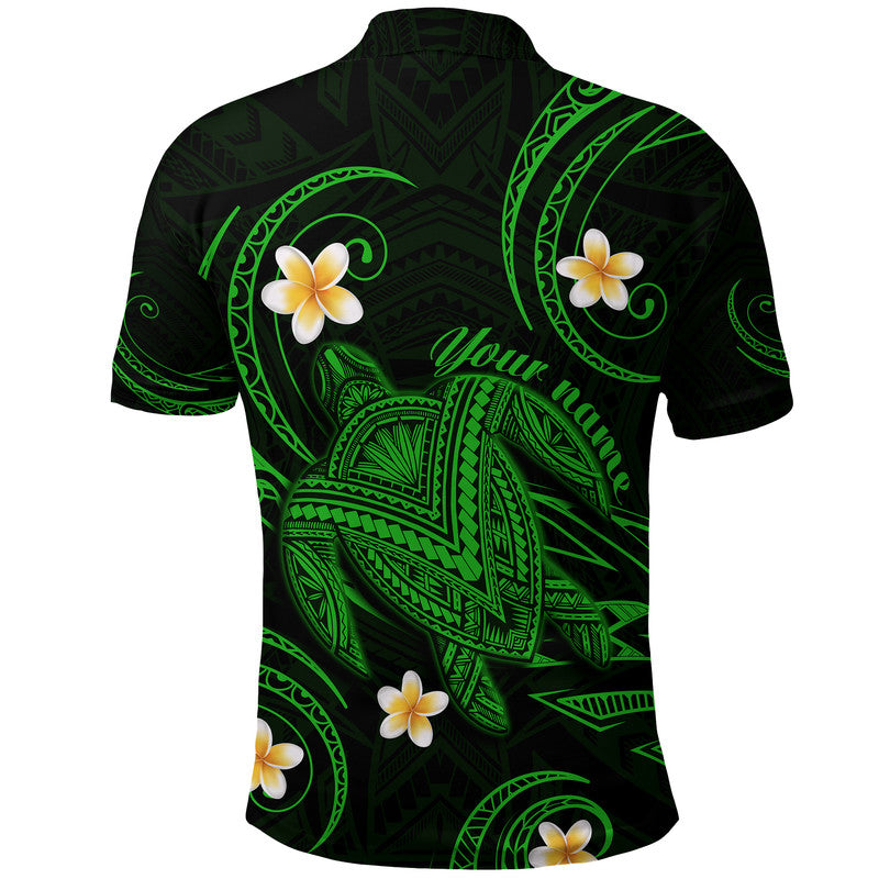 Custom Hawaii Polo Shirt Hawaiian Turtle Plumeria Mixed Polynesian Green Style - Wonder Print Shop
