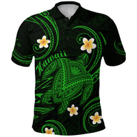 Custom Hawaii Polo Shirt Hawaiian Turtle Plumeria Mixed Polynesian Green Style - Wonder Print Shop