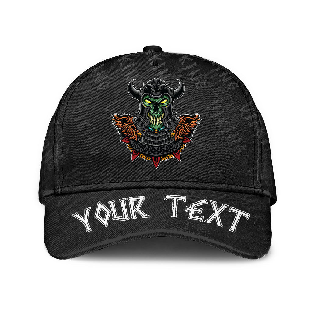 viking-classic-cap-custom-green-demon-with-horn-metal-helmet-classic-cap